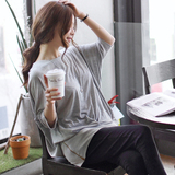 2015新品春装长袖T恤韩版中长款宽松t恤女春秋小衫女款大码蝙蝠衫