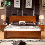 实木床榆木床1.8米双人床白色床特价储物高箱床婚床现代中式家具
