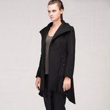 末尚2016秋冬原创设计师品牌女装黑色高级羊绒羊毛大衣毛呢外套