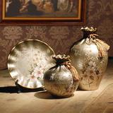 欧式创意家居装饰品电视柜酒柜陶瓷三件套摆件结婚礼物玄关花瓶