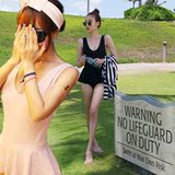 特价女黑色韩版新款性感漏背女泳衣 超显瘦沙滩温泉度假连体泳衣