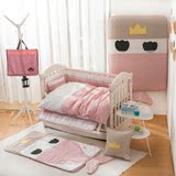 韩国代购全棉婴儿床上用品三件套 多功能睡袋 抱枕 爬爬垫 粉鲸鱼