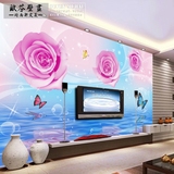 3d立体浪漫玫瑰大型壁画 温馨婚房卧室床头壁纸客厅电视背景墙纸
