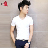 SIR72016夏季男士短袖恤衫纯色韩版修身型男装夏天衣服男款T恤B88