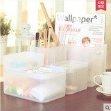 包邮化妆品透明组合收纳盒韩国办公抽屉桌面整理箱塑料有盖带镜子