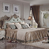 欧式实木床 唯美美式双人布艺床 浪漫法式床 1.8米床 新古典套房