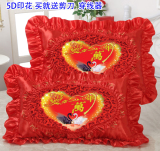包邮十字绣抱枕单人枕头最新款5D精准印花结婚情侣款枕套一对粉色