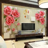 中式玫瑰复古怀旧电视背景墙纸墙画3D立体大型壁画卧室客厅可定制