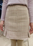 弥久*2015年冬季新款粉色格子修身韩版显瘦毛呢包臀裙半身裙