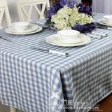 包邮地中海桌布布艺蓝色小格子茶几台布色织高档餐桌布/桌旗 餐垫