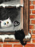 波斯猫与小黑猫的爱情挂画壁画无框画装饰画4030尺寸两幅九折包邮