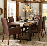 美式复古实木铁艺餐桌椅组合饭桌做旧酒吧桌办公桌设计师家具创意