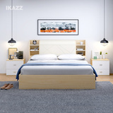 现代简约多功能1.8板式床1.5米双人床气动高箱床收纳榻榻米储物床
