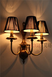 美式壁灯客厅卧室美式复古简约全铜灯欧式三头床头酒店会所灯具