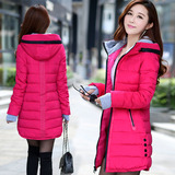 2015冬新款韩版棉衣中长款女装外套修身少女中学生羽绒大码加棉服