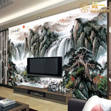 3D立体大型壁画客厅酒店电视背景墙装饰墙纸壁纸水墨山水风景国画