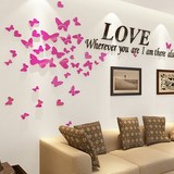 浪漫蝴蝶 电视背景墙贴客厅卧室3d亚克力立体墙纸贴画房间装饰品