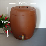 宜兴紫砂水缸 大号 储水缸 鼓形水罐 酒缸 带龙头净水缸 送麦饭石