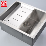 贵娜厨房水槽单槽 手工槽加厚加深304不锈钢洗菜盆台下盆55*45cm