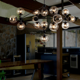 魔豆吊灯简约北欧创意吊灯美式LED复古铁艺玻璃圆球客厅餐厅吊灯