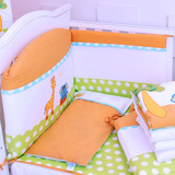 婴儿床上用品纯棉套件加高婴儿床围宝宝睡袋防踢被替换床围哈利兔