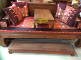 织锦缎罗汉床七五件套单双人床垫红木中式古典家具坐垫棕垫海绵垫