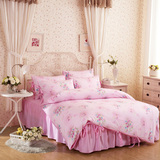 纯棉床上四件套全棉1.8米 1.5m床裙式粉色公主风韩式韩版田园床单