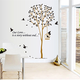 包邮许愿树可移除墙贴客厅沙发玄关贴纸卧室装饰飞鸟棕色树墙贴画