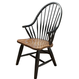 欧式美式 纯实木橡木比邻乡村地中海温莎扶手靠背餐椅双色椅子