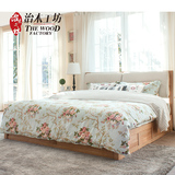 治木工坊橡木双人床1.5米 1.8米 简约原木现代实木环保储物高箱床