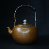 新款日本盛虎堂铜壶 燕市汤沸纯手工养生茶壶 晶纹望月 锤纹茶壶
