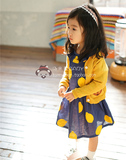 韩国童装2016春装儿童针织衫开衫女童黄色狐狸薄款纯棉线毛衣外套