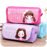 韩版可爱女孩学生笔袋大容量小姑娘文具袋化妆包文具盒创意铅笔盒