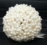 新娘白色珍珠手捧花纯手工水晶伴娘球形花束求婚情人节送老婆礼物