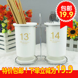 沥水防霉双筷子筒筷子盒陶瓷骨瓷创意韩式筷子架餐具盒兜桶笼包邮