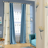 窗帘现代简约棉麻遮光绣花布料地中海客厅卧室飘窗蒲公英成品定制
