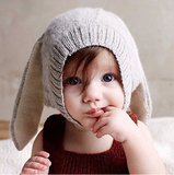 秋冬新款oeuf nyc同款兔子耳朵男女小童套头宝宝婴幼儿的帽子