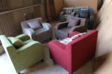 地中海宜家小户型单人双人三人棉麻布艺沙发组合网吧咖酒店咖啡椅