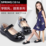 春季新款儿童学生表演韩版女童黑色皮鞋公主鞋真皮内里单鞋蝴蝶结