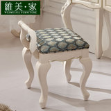全实木凳 化妆凳靠背小凳子 欧式梳妆凳布艺白色花纹 化妆椅家具