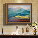 雅溪欧式高档手绘风景油画 美式客厅沙发背景装饰画 别墅酒店壁画