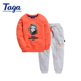 taga童装2016春装新款男童运动套装儿童纯棉卫衣套装中大童两件套