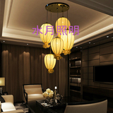 现代中式布艺客厅酒店会所茶馆餐厅楼梯客栈创意吊灯东南亚灯具