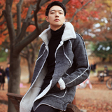 韩国代购男装冬季新款外套加绒加厚中长款上衣时尚潮男士修身棉衣