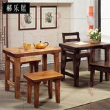 田园餐桌简约书桌小户型饭桌椅 松木茶艺桌 仿古做旧实木方桌方凳