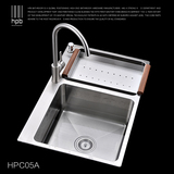 汉派 厨房水槽双槽套餐304不锈钢 洗菜盆洗碗池加厚带龙头HPC05A