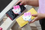 包邮2016韩版女士长款手拿零钱包卡通KT猫图案立体镶钻带化妆包