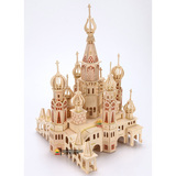 成人木质立体拼图创意玩具3d积木拼装木制仿真建筑木头城堡木模型