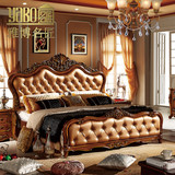 欧式床奢华美式真皮双人床1.8米 实木婚床 卧室 别墅家具