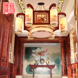 中式木艺吊灯 古典羊皮客厅灯餐厅卧室茶楼灯具大气会所工程灯饰